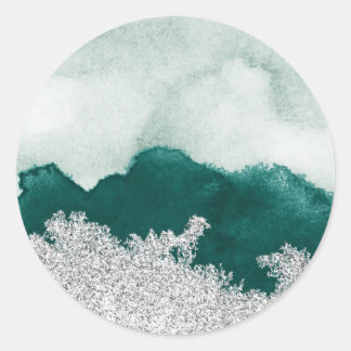 Sticker Rond Argent vert déchiré