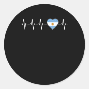 Sticker Rond Argentine Heartbeat I Love Argentina Flag Heart