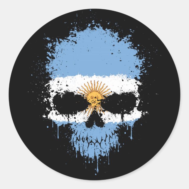 Sticker Rond Argentine Laisser un crâne éclatant (Devant)