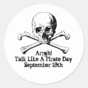Sticker Rond Argh ! Parler comme une journée de pirates