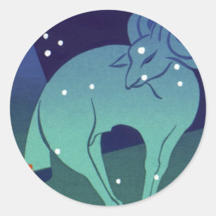 Sticker Rond Aries Ram Constellation, Astrologie Zodiaque Vinta