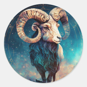 Sticker Rond Aries Zodiac Graphic