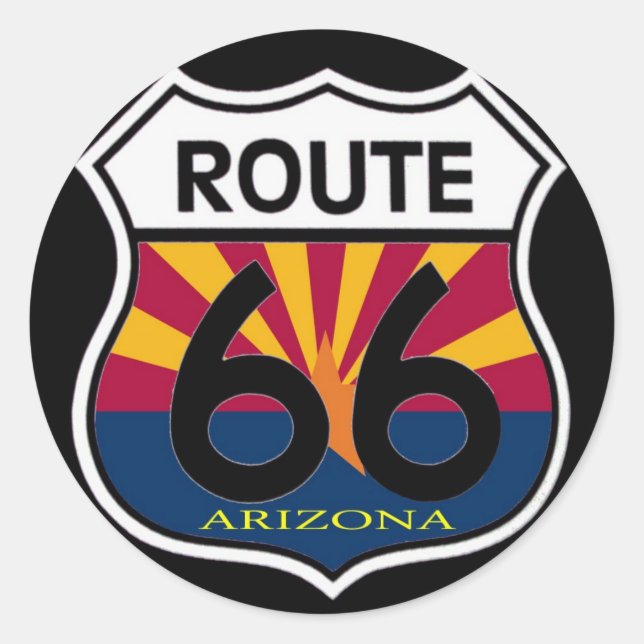 Sticker Rond Arizona Drapeau Route 66 Shield (Devant)