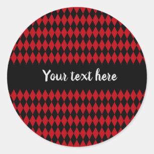 Sticker Rond Arlequin Vintage rouge et noir