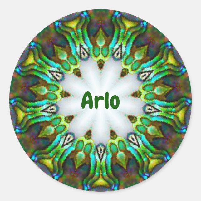Sticker Rond ARLO ~ Personalized Paua Shell Fractal ~ (Devant)