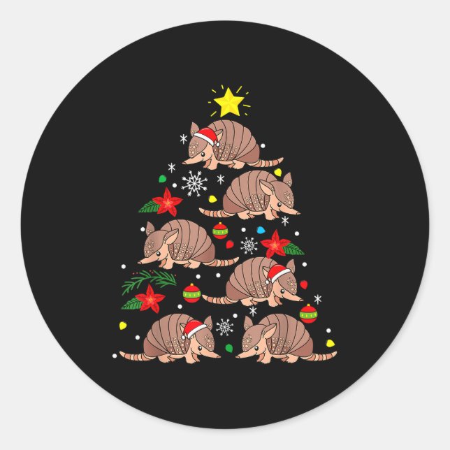 Sticker Rond Armadillo Christmas Ornament Tree Funny Zookeeper  (Devant)