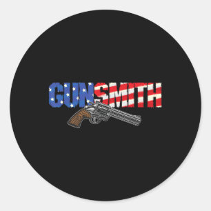 Sticker Rond Arme à feu américaine Patriote Drapeau Usa Style R