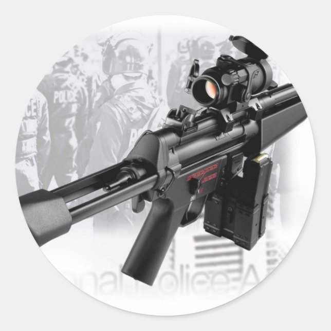 Sticker Rond Arme de police (Devant)