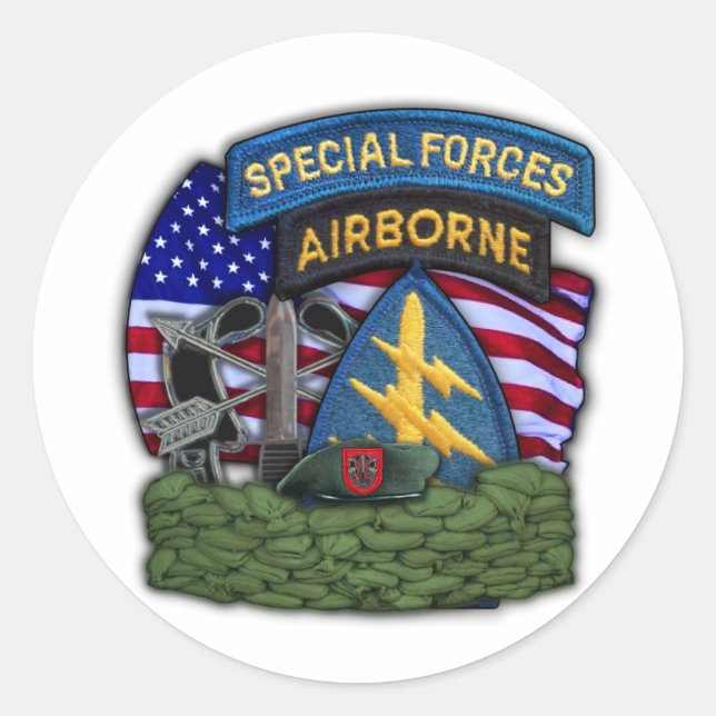 Sticker Rond Armée 7e des forces spéciales Bérets verts vétéran (Devant)