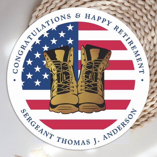 Sticker Rond Armée militaire Retraite USA American Flag Party (Créateur téléchargé)