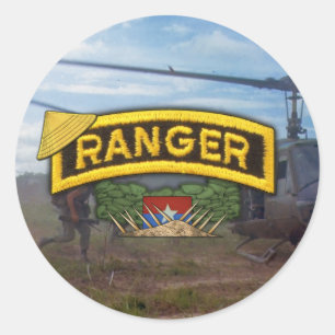 Sticker Rond armée ranger aéroporté vietnam timbre de guerre St