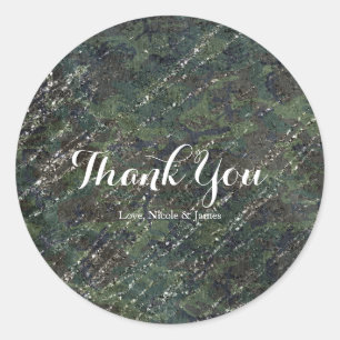 Sticker Rond Armée verte et argentée Camouflage Étincelle Éléga
