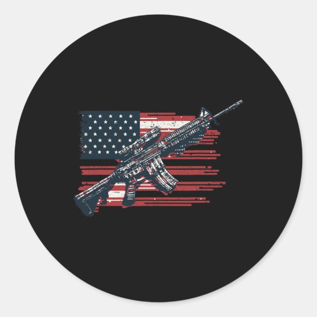 Sticker Rond Armes À Drapeau Américaines 1Er Juillet Indépendan (Devant)