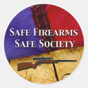 Sticker Rond Armes à feu sûres, société en sécurité