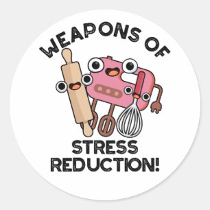 Sticker Rond Armes De Réduction Du Stress Drôle Pun De Cuisson