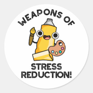 Sticker Rond Armes De Stress Réduction Drôle Artiste Pun