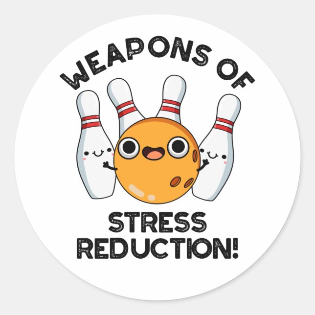 Sticker Rond Armes De Stress Réduction Drôle Pun De Bowling (Devant)