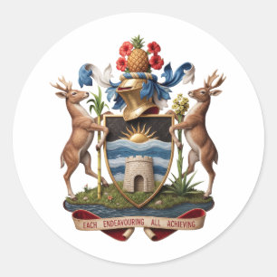 Sticker Rond Armoiries Antigua Barbuda symbole pays emblème fl