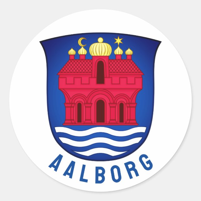 Sticker Rond Armoiries d'Aalborg - DANEMARK (Devant)