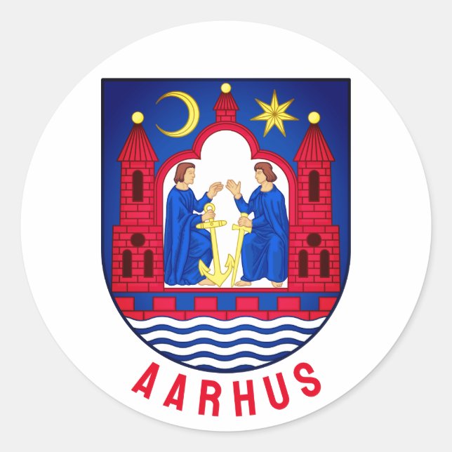 Sticker Rond Armoiries d'Aarhus - DANEMARK (Devant)