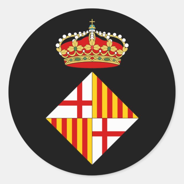 Sticker Rond Armoiries De Barcelone (Devant)