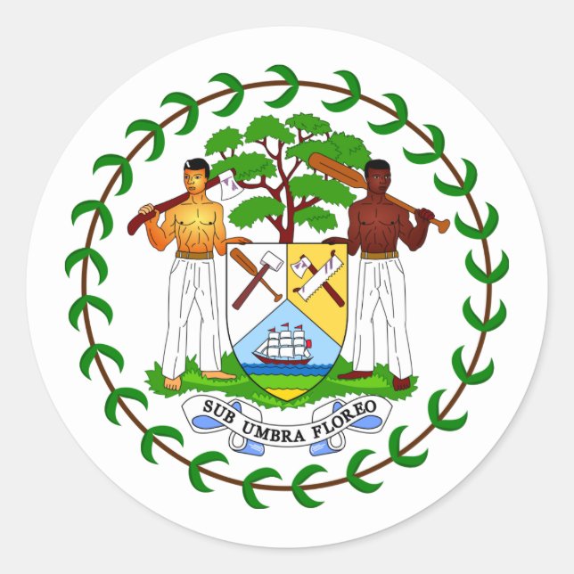 Sticker Rond Armoiries de Bélizienne, Belize (Devant)