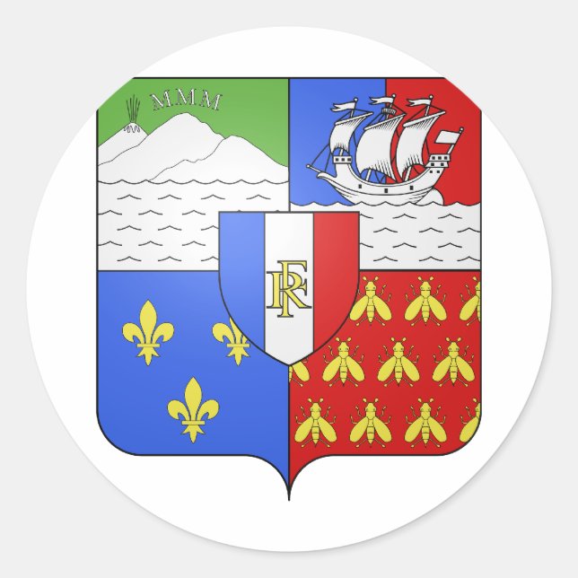 Sticker Rond Armoiries de Blason Réunion (Devant)