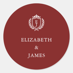 Sticker Rond Armoiries de Bourgogne Mariage Initiales Personnal