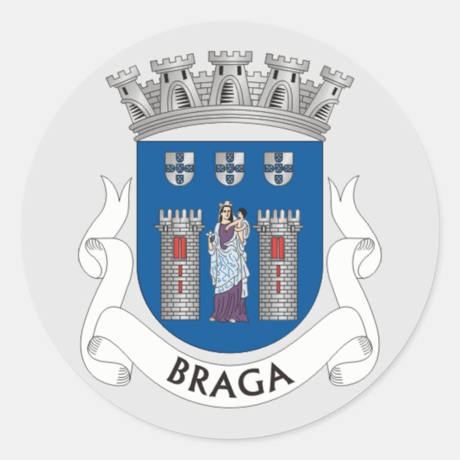 Sticker Rond Armoiries de Braga, Portugal (Devant)