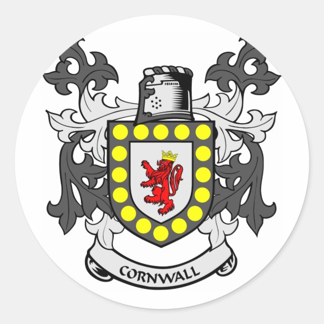 Sticker Rond Armoiries de CORNWALL (Devant)