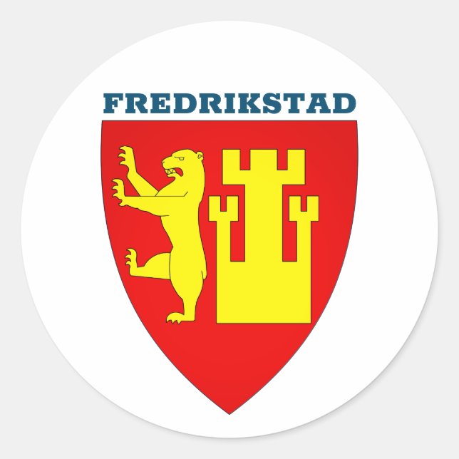 Sticker Rond Armoiries de Fredrikstad, Norvège (Devant)