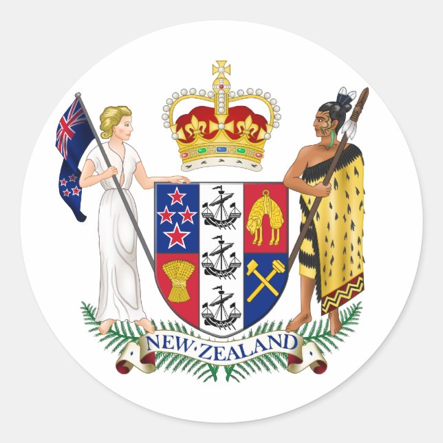 Sticker Rond Armoiries de la Nouvelle-Zélande (Devant)