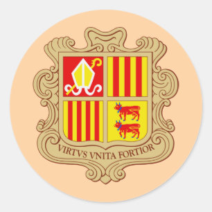 Sticker Rond Armoiries de l'Andorre, coprincipauté historique