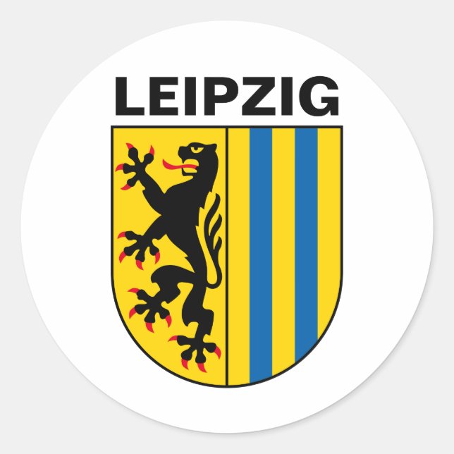 Sticker Rond Armoiries de Leipzig, Allemagne (Devant)