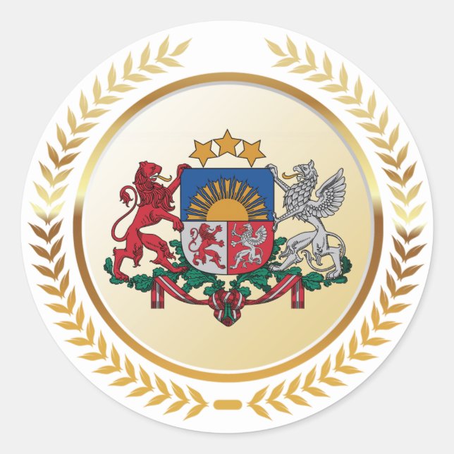 Sticker Rond Armoiries de Lettonie (Devant)