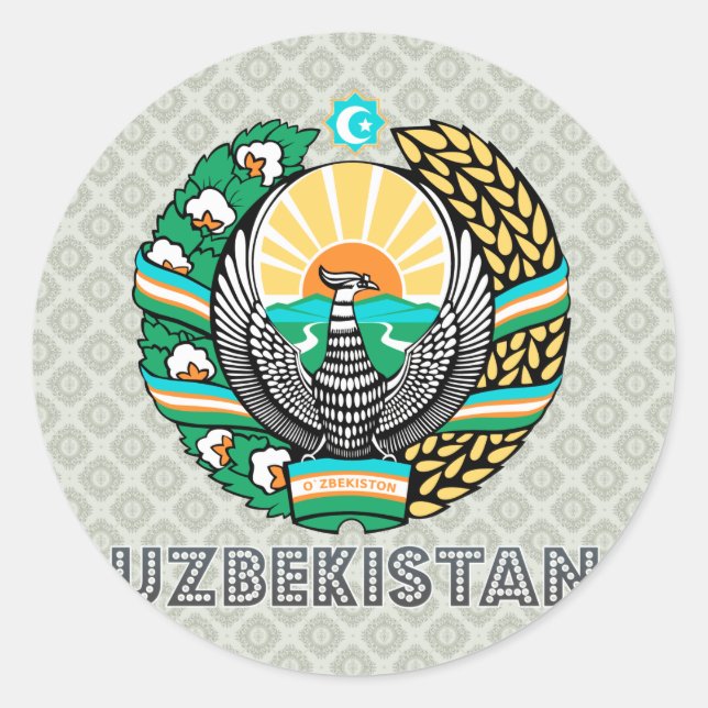 Sticker Rond Armoiries de l'Ouzbékistan (Devant)