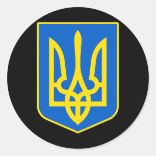 Sticker Rond Armoiries de l'Ukraine Montrant la Fierté Ukrainie