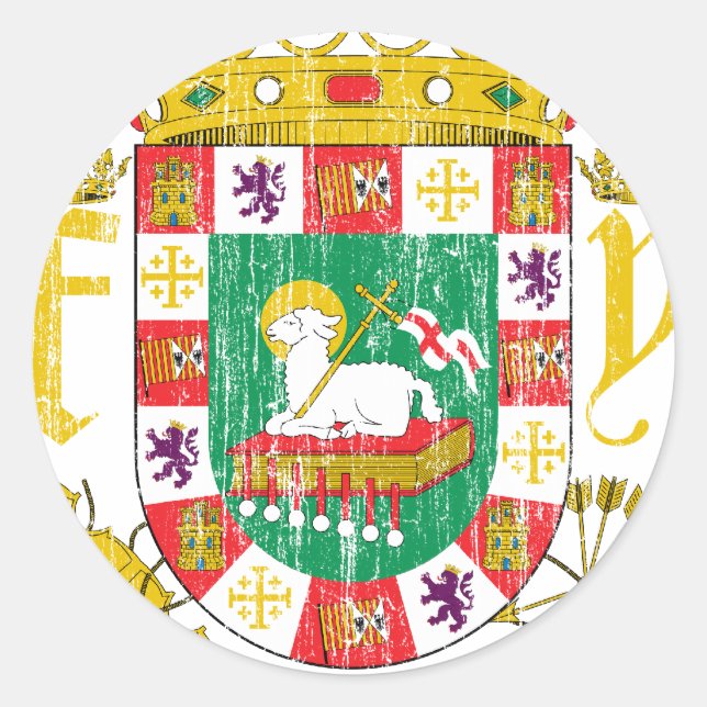 Sticker Rond Armoiries De Porto Rico (Devant)