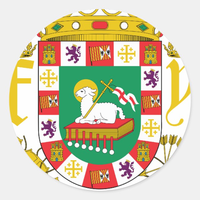 Sticker Rond Armoiries De Porto Rico (Devant)