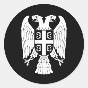 Sticker Rond Armoiries de Serbie, aigle blanc à deux têtes