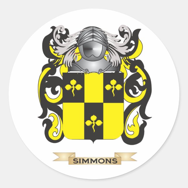 Sticker Rond Armoiries de Simmons (crête de famille) (Devant)