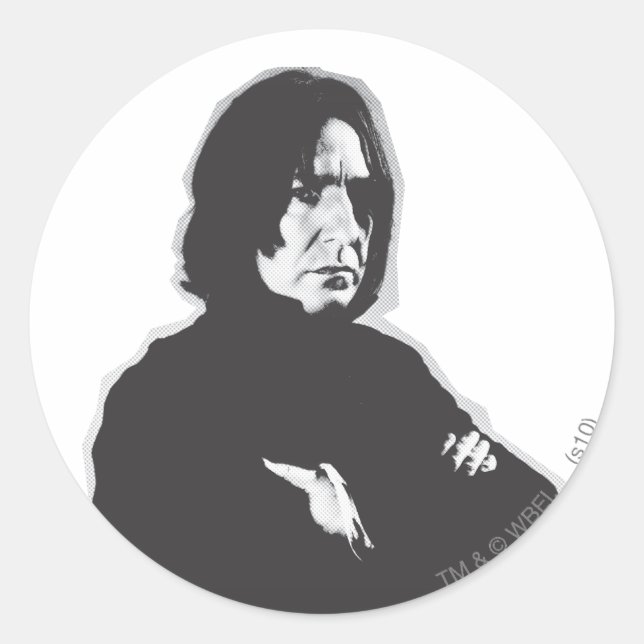 Sticker Rond Armoiries de Snape Severus croisées B-W (Devant)