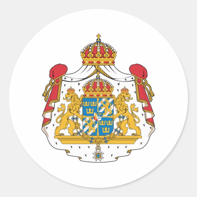 Sticker Rond Armoiries De Suède (Devant)