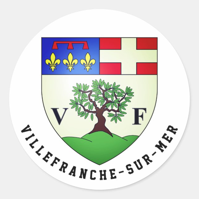 Sticker Rond Armoiries de Villefranche-sur-Mer, Classe France (Devant)