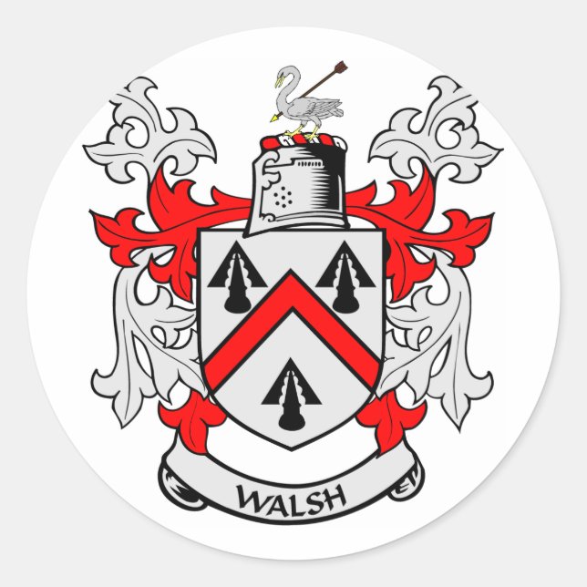 Sticker Rond Armoiries de WALSH (Devant)