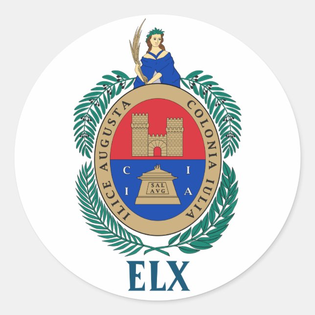 Sticker Rond Armoiries d'Elche, ESPAGNE (Devant)