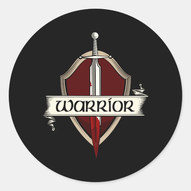 Sticker Rond Armoiries Du Guerrier De L'Épée Lutte Médiévale Co (Devant)