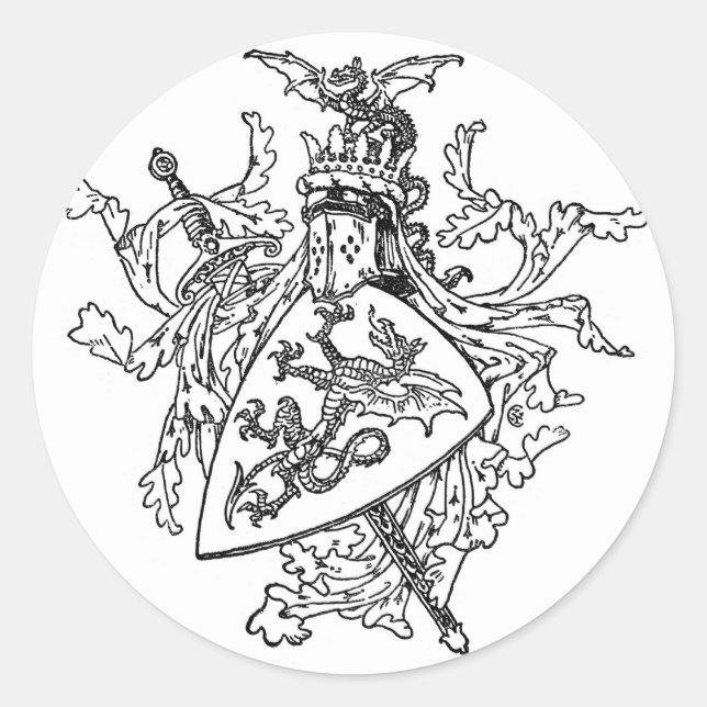 Sticker Rond Armoiries du roi Arthur (Devant)