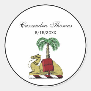 Sticker Rond Armoiries en couleur héraldique de palmier