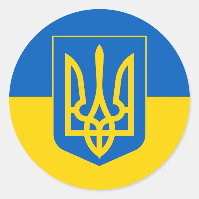 Sticker Rond Armoiries et drapeau de l'UKRAINE (Devant)